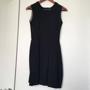 Maje navy scuba material sleeveless mesh dress
